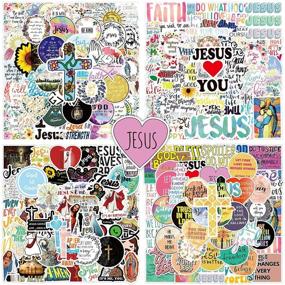 img 4 attached to 🙏 Waterproof Jesus Christian Stickers – 200Pcs Vinyl Decals for Hydro Flask, Water Bottle, Laptop, Skateboard, Computer, Phone
