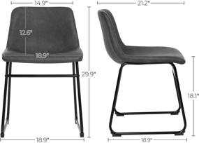 img 1 attached to SONGMICS Retro Black Dining Chairs - Set of 2 with Backrest, Metal Legs, Wide Seat