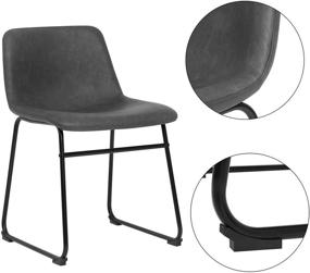 img 2 attached to Стулья для обеда в ретро-стиле SONGMICS черные - комплект из 2 штук с спинкой, металлическими ножками и широким сиденьем.