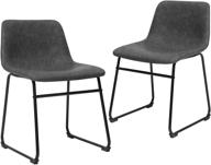 songmics retro black dining chairs - set of 2 with backrest, metal legs, wide seat logo