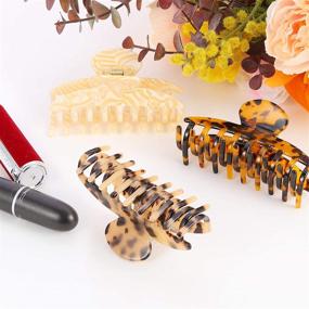 img 1 attached to Jakeni Large Tortoise Banana Hair Claw Clips with Leopard Print - Ideal for Thick Hair, 3.8 Inch Big Hair Clip, 3 Color Options