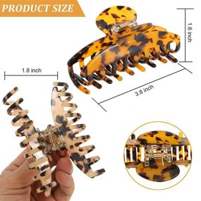 img 2 attached to Jakeni Large Tortoise Banana Hair Claw Clips with Leopard Print - Ideal for Thick Hair, 3.8 Inch Big Hair Clip, 3 Color Options