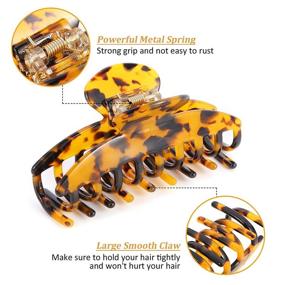 img 3 attached to Jakeni Large Tortoise Banana Hair Claw Clips with Leopard Print - Ideal for Thick Hair, 3.8 Inch Big Hair Clip, 3 Color Options