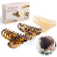 jakeni large tortoise banana hair claw clips with leopard print - ideal for thick hair, 3.8 inch big hair clip, 3 color options logo