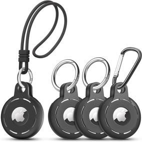 img 4 attached to 🔑 Migeec Compatible with AirTag Case Soft Silicone 4 Pack - Easy to Carry, Anti-Scratch, Shockproof & Durable - Includes 3 Keychains and 1 Wrist Strap - Washable (Black)