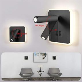 img 1 attached to 🔦 Phenas 8W Modern LED Wall Sconce: 2-in-1 3W Wall Spotlight for Bedroom, Living Room & Study Room - Black 3000K