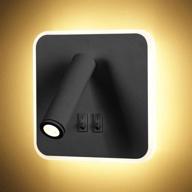 🔦 phenas 8w modern led wall sconce: 2-in-1 3w wall spotlight for bedroom, living room & study room - black 3000k логотип