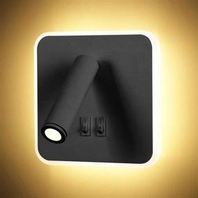 img 4 attached to 🔦 Phenas 8W Modern LED Wall Sconce: 2-in-1 3W Wall Spotlight for Bedroom, Living Room & Study Room - Black 3000K