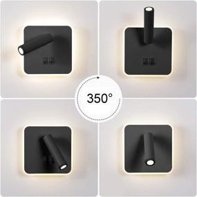 img 3 attached to 🔦 Phenas 8W Modern LED Wall Sconce: 2-in-1 3W Wall Spotlight for Bedroom, Living Room & Study Room - Black 3000K