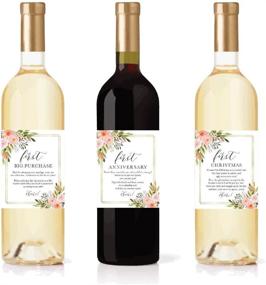 img 1 attached to 🍾 Set of 6 Floral Milestone Wine Bottle Labels for Wedding Celebrations - Bridal Shower, Bachelorette Party, Engagement Present. Ideal Registry Gift for Bride-To-Be. Creative Firsts for Newlyweds Ideas.