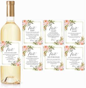 img 3 attached to 🍾 Set of 6 Floral Milestone Wine Bottle Labels for Wedding Celebrations - Bridal Shower, Bachelorette Party, Engagement Present. Ideal Registry Gift for Bride-To-Be. Creative Firsts for Newlyweds Ideas.