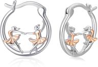 🩰 sterling silver ballerina dance earrings - hypoallergenic huggie hoops for cartilage, sensitive ears - ideal ballet dancer gifts for women and girls logo