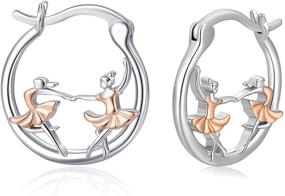 img 4 attached to 🩰 Sterling Silver Ballerina Dance Earrings - Hypoallergenic Huggie Hoops for Cartilage, Sensitive Ears - Ideal Ballet Dancer Gifts for Women and Girls