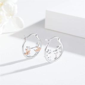 img 1 attached to 🩰 Sterling Silver Ballerina Dance Earrings - Hypoallergenic Huggie Hoops for Cartilage, Sensitive Ears - Ideal Ballet Dancer Gifts for Women and Girls