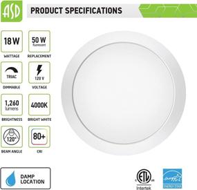 img 3 attached to 💡 ASD (4 Pack) Dimmable LED Ceiling Light Fixture, 9 Inch Flush Mount, Round Surface Mount LED Panel, 18W=100W Equivalent, 1260 Lm, 4000K (Bright White), ETL Listed & Energy Star Certified