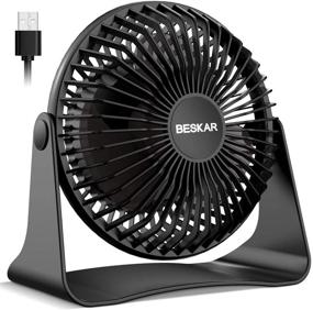 img 4 attached to BESKAR USB Small Desk Fan- 6 Inch Portable Fans with Powerful Airflow, 3-Speed Modes, Silent Operation, 360° Rotation, Personal Table Fan for Home, Office, Bedroom - 3.9ft Cord