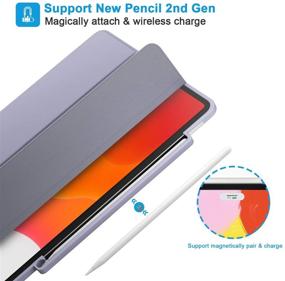 img 3 attached to 📱 Ipad Pro 11 Case with Pencil Holder - Magnetic Attachment, Wirelessly Charge - Grey, Auto Sleep/Wake, Two Viewing Angles, Soft TPU Back Shell