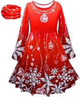 🎄 girls' christmas party twirl dress - casual long sleeve snow/cat/christmas tree/unicorn dress for ages 3-9 logo