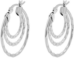 img 1 attached to 💍 Stylish Edforce Stainless Steel Triple-round Wave Hoop Earrings | 28mm | Women/Girls