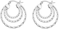 💍 stylish edforce stainless steel triple-round wave hoop earrings | 28mm | women/girls logo