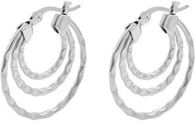 img 3 attached to 💍 Stylish Edforce Stainless Steel Triple-round Wave Hoop Earrings | 28mm | Women/Girls