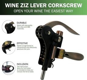 img 2 attached to 🍷 Wine Ziz Wine Bottle Opener: Professional Corkscrew Opener Set with Foil Cutter & Metal Screw-pull Lever