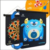 🎯 simpluxx magnetic dart board - fun space adventure or monster mayhem portable set with traditional bulls eye game, reversible double sided back, and safe magnet darts for kids логотип