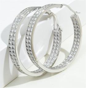 img 1 attached to Enhance Your Style with 18K Gold Plated Inside-Out Hoop Earrings Embellished with CZ