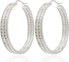 img 4 attached to Enhance Your Style with 18K Gold Plated Inside-Out Hoop Earrings Embellished with CZ