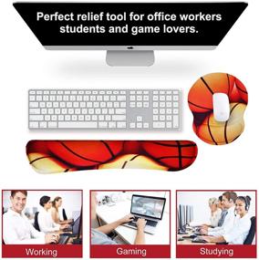 img 2 attached to 🏀 ArtSo Upgraded Ergonomic Wrist Rest Support for Mouse Pad & Keyboard - Comfortable Gel Mousepad with Non-Slip Rubber Base - Pain Relief & Easy Typing Cushion with Neoprene & Soft Memory Foam - 3D Basketball Design