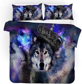 img 2 attached to 🐺 Feelyou Wolf Comforter Cover Set: Full Size 3D Wolf Print Duvet Cover for a Wild Animal Theme Bedding Experience