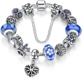 img 4 attached to BISAER Murano Glass Beads Charm Bracelet: The World of Love European Style Snake Chain Bracelet - Perfect Gift for Teen Girls