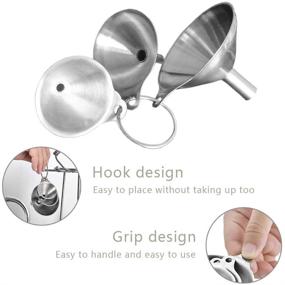 img 2 attached to 🍽️ Food Grade Stainless Steel Kitchen Funnels Set - Small Metal Funnels (1.7Inch/ 2.2Inch/ 2.9Inch) for Essential Oils, Spices, Flask, Perfume, No Spilling