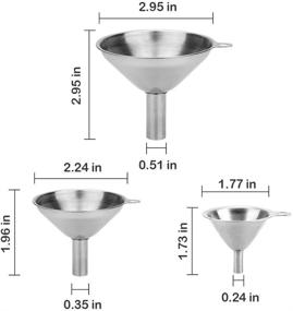 img 3 attached to 🍽️ Food Grade Stainless Steel Kitchen Funnels Set - Small Metal Funnels (1.7Inch/ 2.2Inch/ 2.9Inch) for Essential Oils, Spices, Flask, Perfume, No Spilling