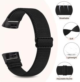 img 3 attached to 👉 [3 Pack] Adjustable Elastic Bands for Fitbit Charge 4/3/4 SE - Leopard, Black, Boho Purple Replacement Wristbands