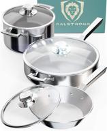 🍳 dalstrong 6pc cookware set - the oberon series - 3-ply aluminum core cookware set with lids logo