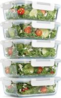 🍱 fit & fresh 5-pack glass containers with locking lids - meal prep, 35 oz airtight glass storage логотип