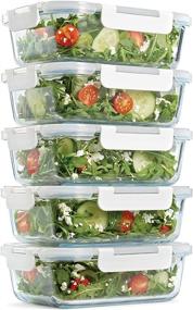 img 4 attached to 🍱 Fit & Fresh 5-Pack Glass Containers with Locking Lids - Meal Prep, 35 oz Airtight Glass Storage