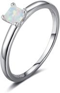 💍 silbertale 925 sterling silver princess cut opal solitaire engagement ring & wedding band set - women's sizes 6, 7, 8 logo