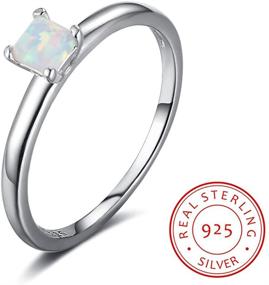 img 3 attached to 💍 SILBERTALE 925 Sterling Silver Princess Cut Opal Solitaire Engagement Ring & Wedding Band Set - Women's Sizes 6, 7, 8