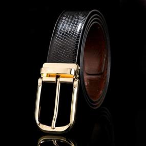 img 3 attached to 👔 Stylish Reversible Leather Buckle Cantaloupe Men's Accessories and Belts: Adjustable and Versatile!