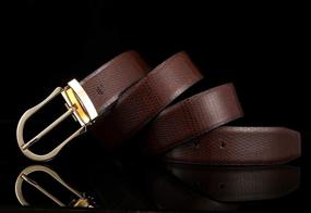 img 1 attached to 👔 Stylish Reversible Leather Buckle Cantaloupe Men's Accessories and Belts: Adjustable and Versatile!