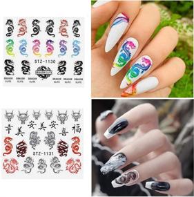 img 2 attached to 🐉 Dragon Nail Art Stickers Decals: 18 Sheets of Self-Adhesive Patterns for DIY Acrylic Nail Art with Snake, Flame, and More Designs