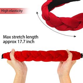 img 1 attached to 👸 Stylish Red Velvet Braided Headbands for Women - RINVEE Hairband Collection