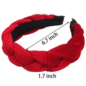 img 2 attached to 👸 Stylish Red Velvet Braided Headbands for Women - RINVEE Hairband Collection