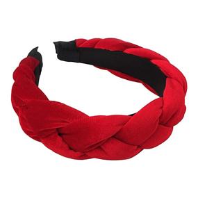 img 4 attached to 👸 Stylish Red Velvet Braided Headbands for Women - RINVEE Hairband Collection