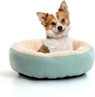 suede round dog bed with bolster, hardy buddy cat bed and pet sofa with non-slip bottom logo