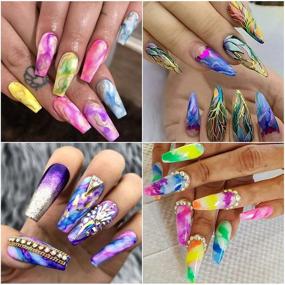img 3 attached to 💅 Гель-лак для ногтей MIZHSE Blooming - 12-цветная мраморная краска для ногтей, Магическая акварель для ногтей Нейтрально-розово-голубая фиолетовая Гелиос для маникюра Лак для ногтей, Цветочный дизайн - Арт-лак