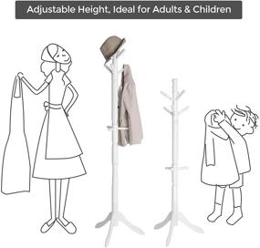 img 1 attached to 🎄 Solid Wood Coat Stand Rack, Free Standing Hall Coat Tree with 10 Hooks for Coats, Hats, Bags, Purses - VASAGLE Entryway Coat Rack in Rubberwood, White URCR03WT