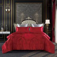 black queen size kinbedy luxury 3-piece satin/sateen silky comforter set bedding collection - all season lightweight soft bedding sets logo